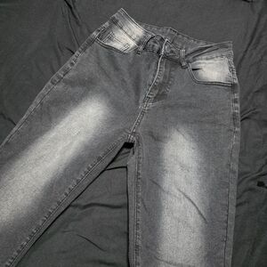 Retro Washed Grey Mid-Rise Jeans, Small